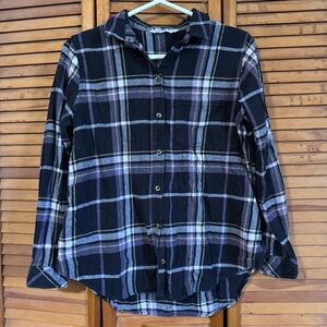Sonoma Black and Purple Plaid Shirt